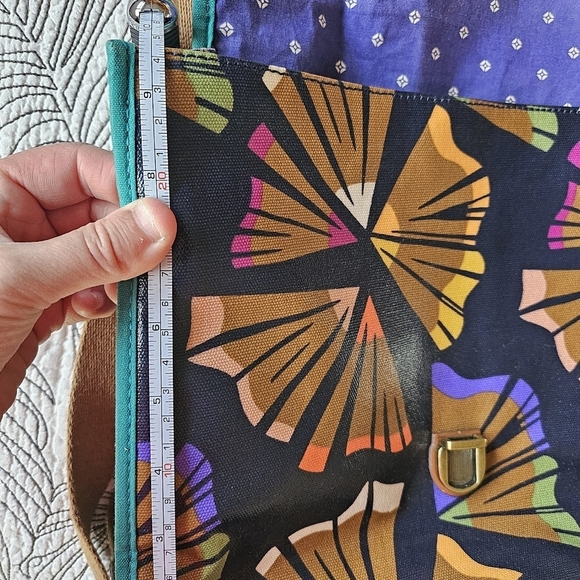 VGUC Fossil Crossbody Messenger Teacher Bag Pencil Shaving One size Navy Tan - Picture 8 of 10